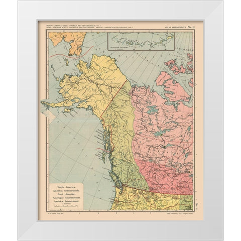 North America Canada United States - Streit 1913 White Modern Wood Framed Art Print by Streit