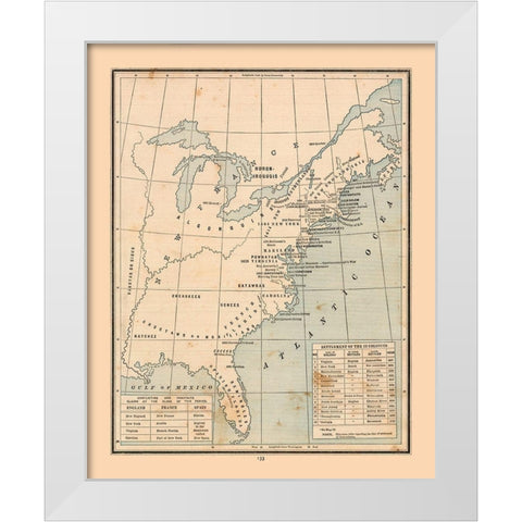 South Eastern North America United States Canada White Modern Wood Framed Art Print by Cram
