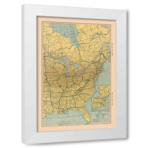North America East United States Canada White Modern Wood Framed Art Print by Hammond