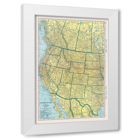 North America West United States Canada Mexico White Modern Wood Framed Art Print by Hammond