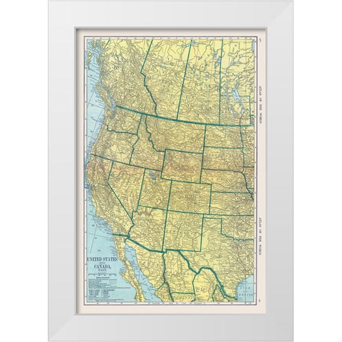 North America West United States Canada Mexico White Modern Wood Framed Art Print by Hammond
