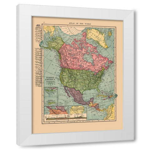 North America United States Mexico Canada White Modern Wood Framed Art Print by Hammond