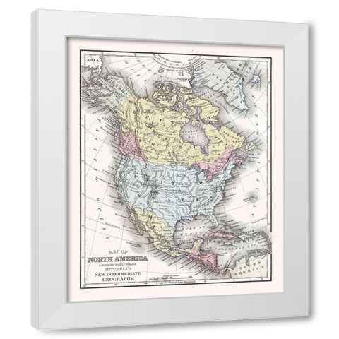 North America United States Mexico Canada White Modern Wood Framed Art Print by Mitchell