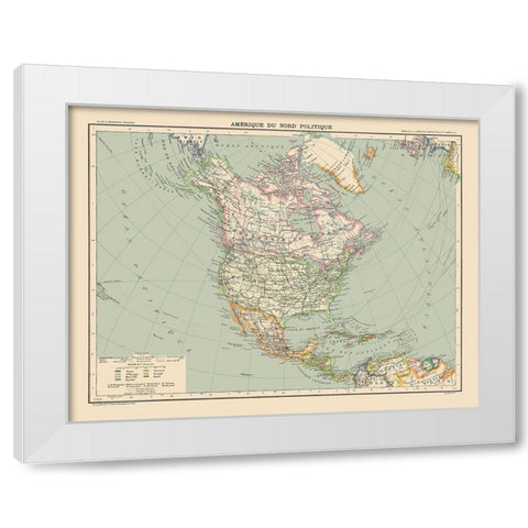 Political of North America - Schrader 1908 White Modern Wood Framed Art Print by Schrader