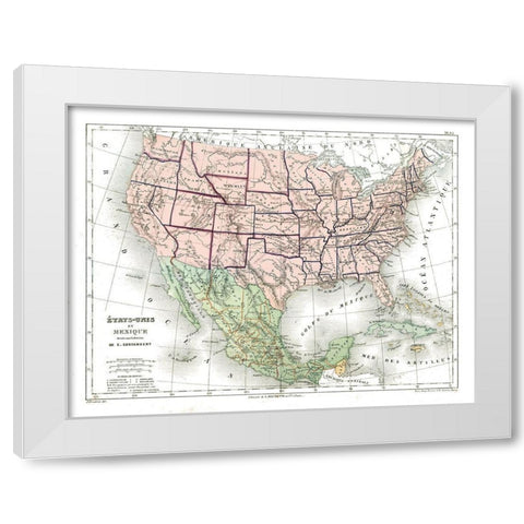 North America United States Mexico White Modern Wood Framed Art Print by Cortambert