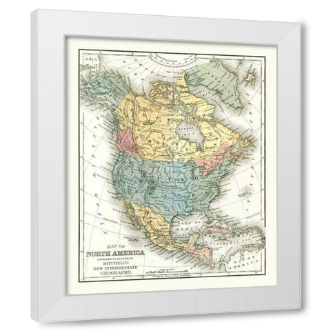 North America United States Mexico Canada White Modern Wood Framed Art Print by Mitchell