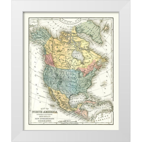 North America United States Mexico Canada White Modern Wood Framed Art Print by Mitchell