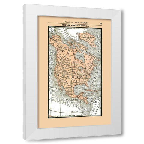 North America United States Mexico Canada White Modern Wood Framed Art Print by Alden