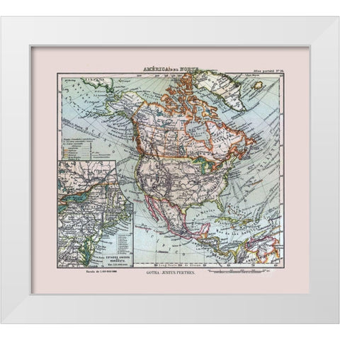 North America United States Mexico Canada White Modern Wood Framed Art Print by Perthes
