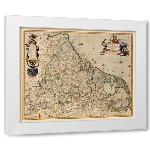 Provinces Netherlands - Visscher 1681 White Modern Wood Framed Art Print by Visscher