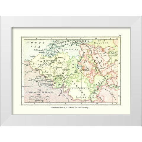 Austrian Netherlands Belgium Luxembourg 1792 White Modern Wood Framed Art Print by Gardiner