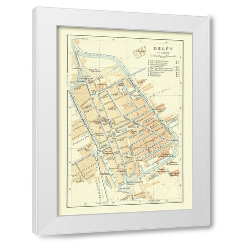 Europe Delft Netherlands - Baedeker 1910 White Modern Wood Framed Art Print by Baedeker