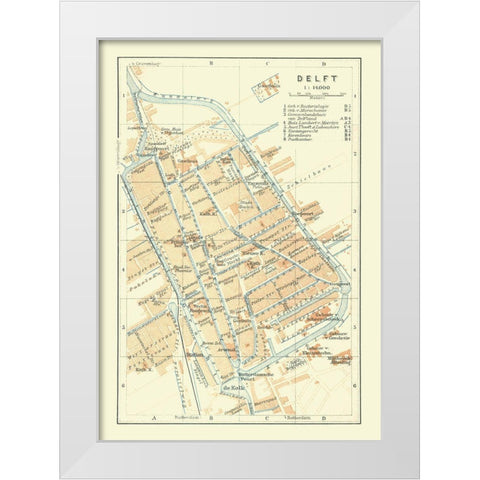 Europe Delft Netherlands - Baedeker 1910 White Modern Wood Framed Art Print by Baedeker