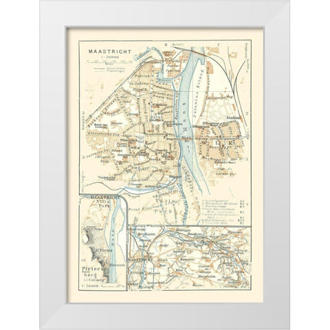 Europe Maastricht Netherlands - Baedeker 1910 White Modern Wood Framed Art Print by Baedeker