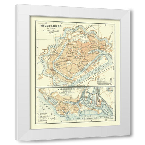 Europe Middelburg Vlissingen Netherlands White Modern Wood Framed Art Print by Baedeker