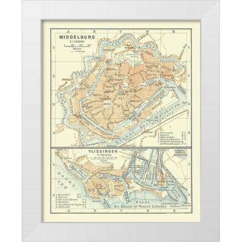 Europe Middelburg Vlissingen Netherlands White Modern Wood Framed Art Print by Baedeker