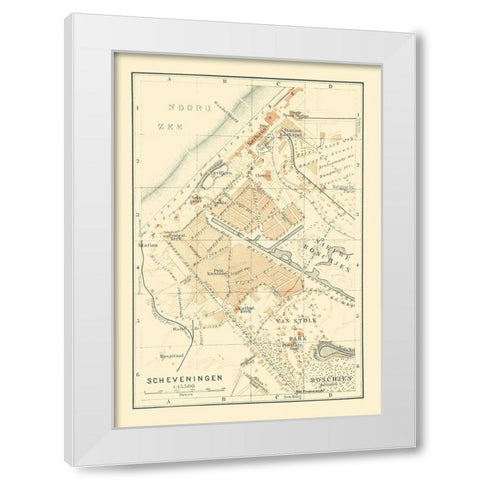 Europe Scheveningen Netherlands - Baedeker 1910 White Modern Wood Framed Art Print by Baedeker