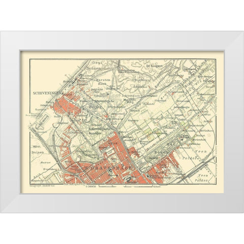 Europe The Hague Scheveningen Netherlands White Modern Wood Framed Art Print by Baedeker