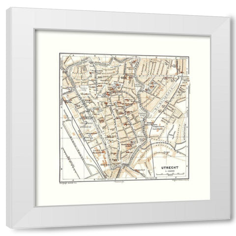 Europe Utrect Netherlands - Baedeker 1910 White Modern Wood Framed Art Print by Baedeker