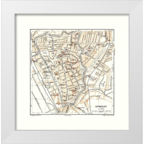 Europe Utrect Netherlands - Baedeker 1910 White Modern Wood Framed Art Print by Baedeker