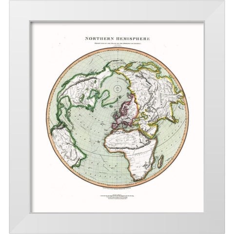 Northern Hemisphere - Thompson 1816 White Modern Wood Framed Art Print by Thompson