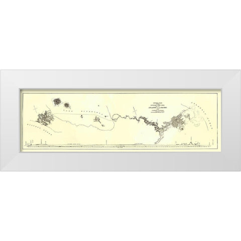 Central America Nicaragua Canal Atlantic Pacific White Modern Wood Framed Art Print by Menocal