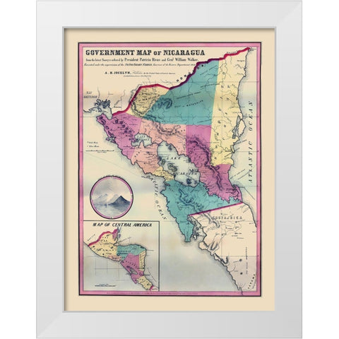 Central America Nicaragua - Jocelyn 1856 White Modern Wood Framed Art Print by Jocelyn