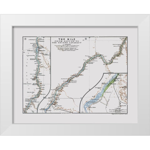 Nile Aswan Second Cataract Egypt - Baedeker 1913 White Modern Wood Framed Art Print by Baedeker