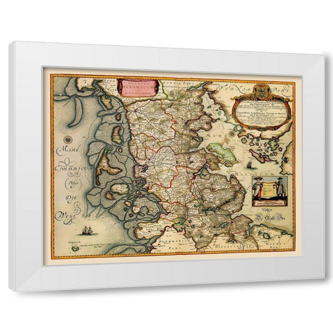 Nordfriesland District Germany - Blaeu 1662 White Modern Wood Framed Art Print by Blaeu
