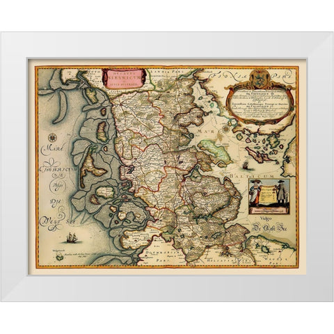 Nordfriesland District Germany - Blaeu 1662 White Modern Wood Framed Art Print by Blaeu