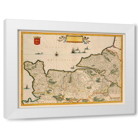 Normandy France - Blaeu 1635 White Modern Wood Framed Art Print by Blaeu