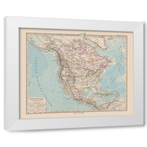 North America - Stieler 1885 White Modern Wood Framed Art Print by Stieler