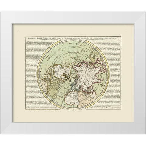 North Pole - Buache 1746 White Modern Wood Framed Art Print by Buache