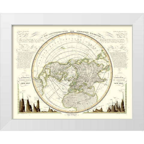 North Pole - Perthes 1858 White Modern Wood Framed Art Print by Perthes