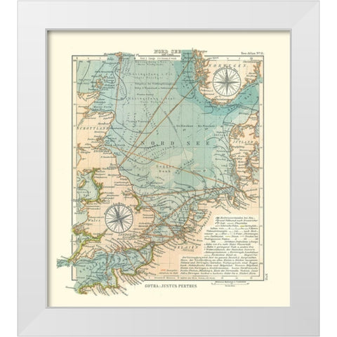 Europe North Sea - Perthes 1914 White Modern Wood Framed Art Print by Perthes