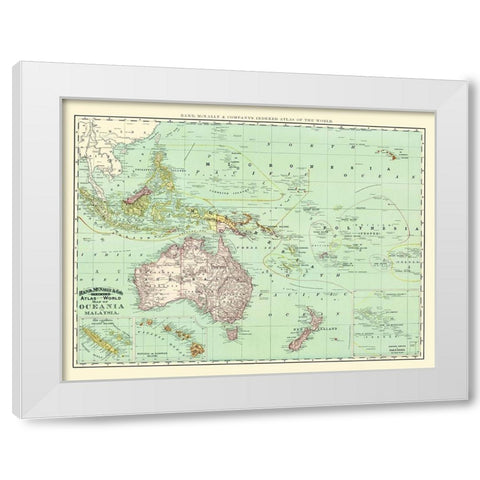 Oceania Malaysia - Rand McNally 1892 White Modern Wood Framed Art Print by Rand McNally