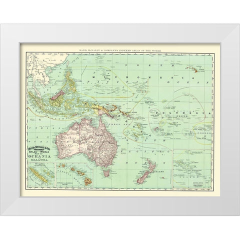 Oceania Malaysia - Rand McNally 1892 White Modern Wood Framed Art Print by Rand McNally