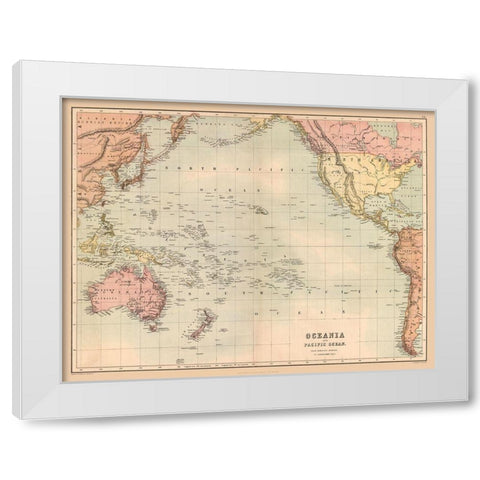 Oceania Pacific Ocean - Black 1867 White Modern Wood Framed Art Print by Black