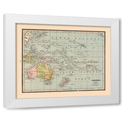 Oceania - Cram 1888 White Modern Wood Framed Art Print by Cram