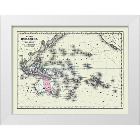 Oceania - Mitchell 1877 White Modern Wood Framed Art Print by Mitchell