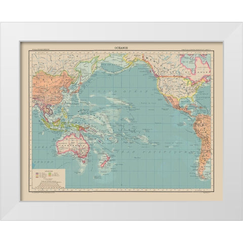Oceania - Schrader 1908 White Modern Wood Framed Art Print by Schrader