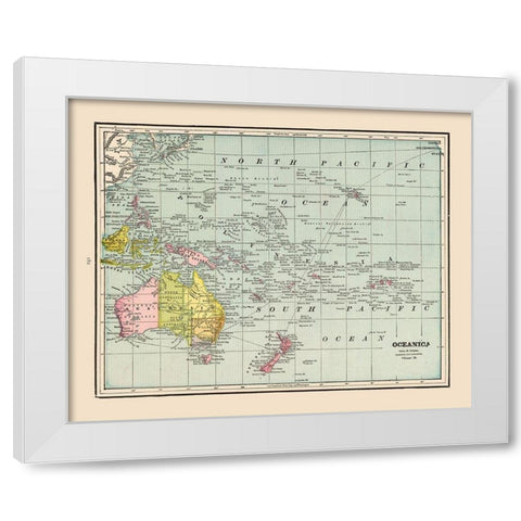 Oceania - Cram 1892 White Modern Wood Framed Art Print by Cram
