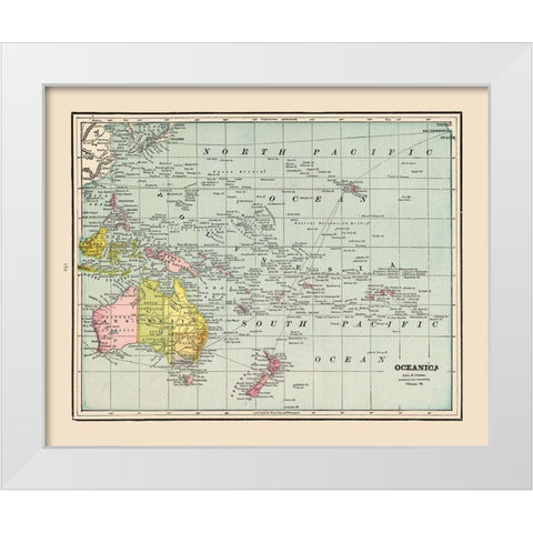 Oceania - Cram 1892 White Modern Wood Framed Art Print by Cram