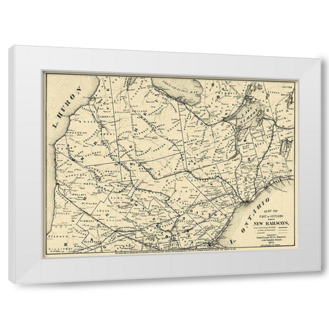 Ontario Canada Railroad - Copp 1872 White Modern Wood Framed Art Print by Copp