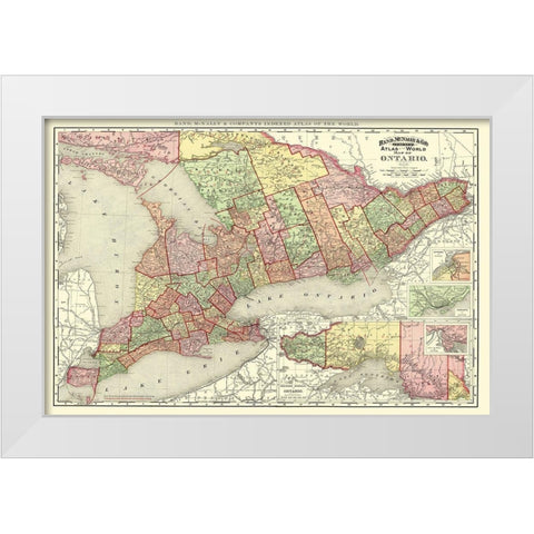 Ontario Canada - Rand McNally 1892 White Modern Wood Framed Art Print by Rand McNally