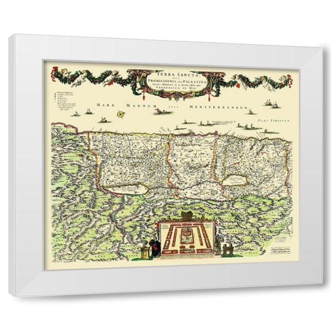 Terra Sancta Province of Judea Israel - De Wit White Modern Wood Framed Art Print by De Wit
