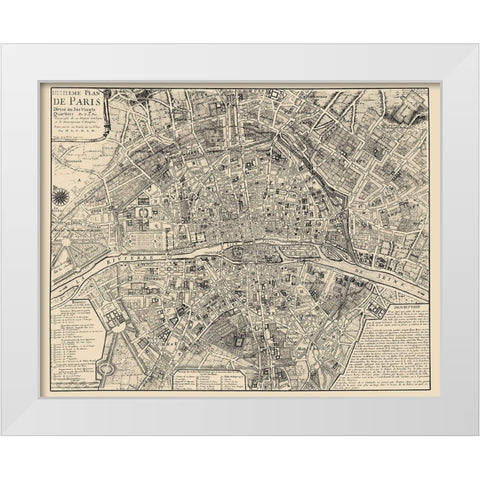 Paris France - De Fer 1705 White Modern Wood Framed Art Print by De Fer