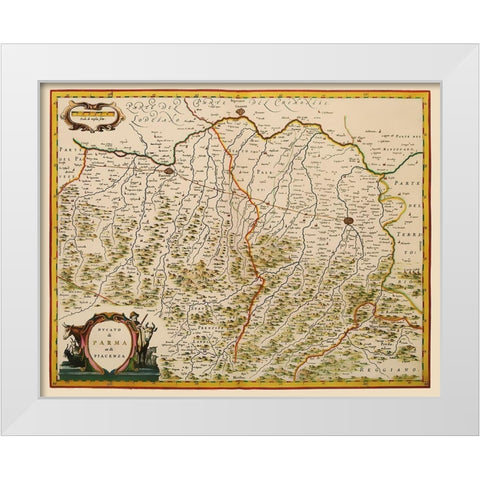 Parma Piacenza Region Italy - Blaeu 1640 White Modern Wood Framed Art Print by Blaeu