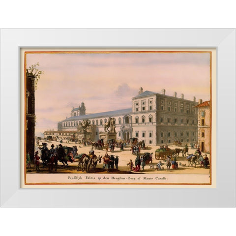 Palace Rome Italy Picture - Visscher 1681 White Modern Wood Framed Art Print by Visscher