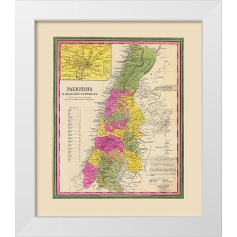 Palestine Israel - Mitchell 1846 White Modern Wood Framed Art Print by Mitchell